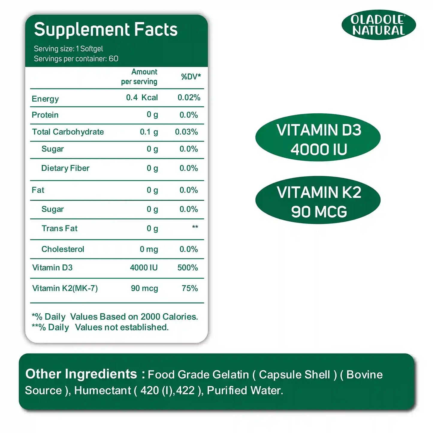 Vitamin D3 4000 IU + K2  