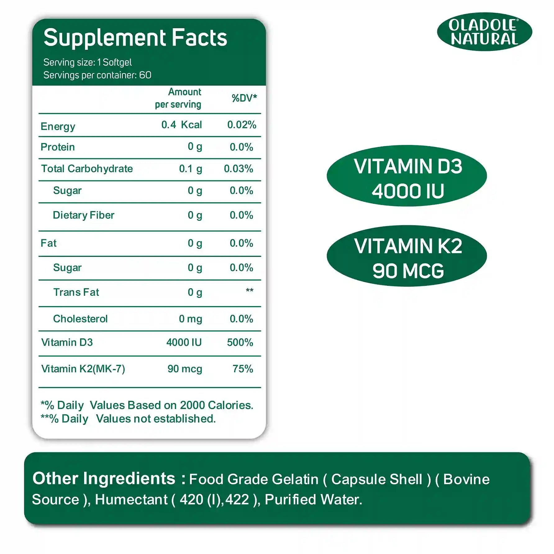 Vitamin D3 4000 IU + K2  