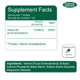 Vitamin D3 High Potency Bone & Immune Support - 120 Softgels