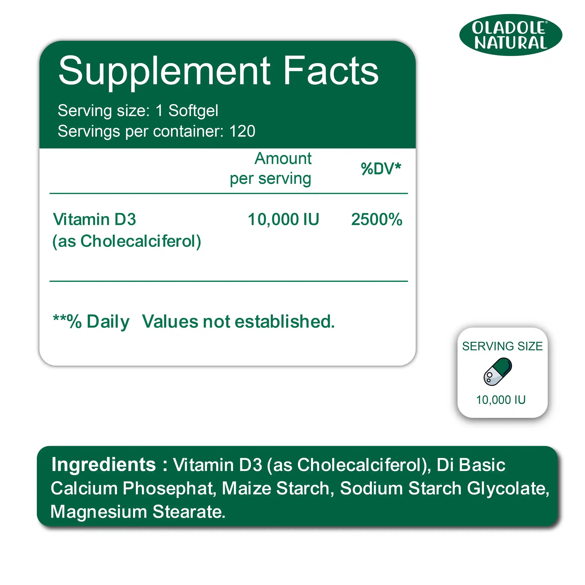 Vitamin D3 High Potency Bone & Immune Support - 120 Softgels