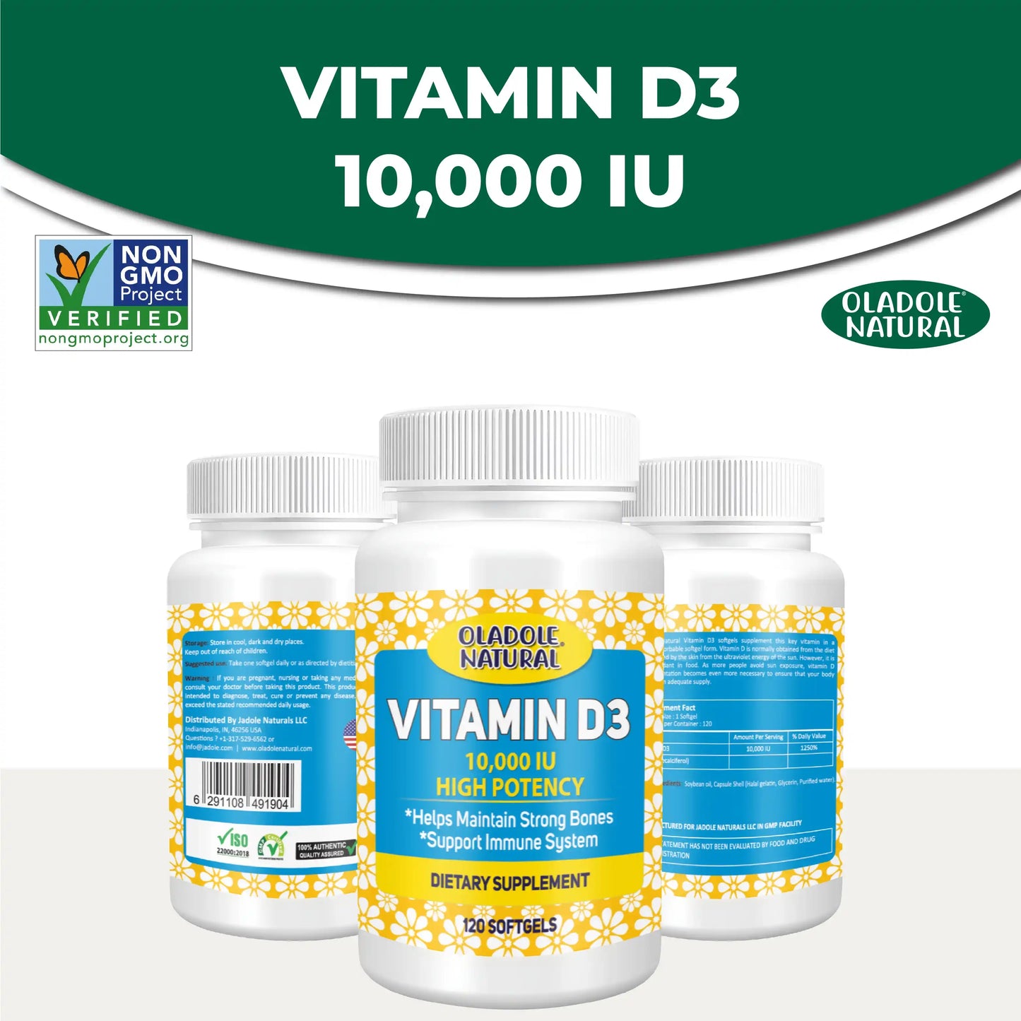 Vitamin D3 High Potency Bone & Immune Support - 120 Softgels