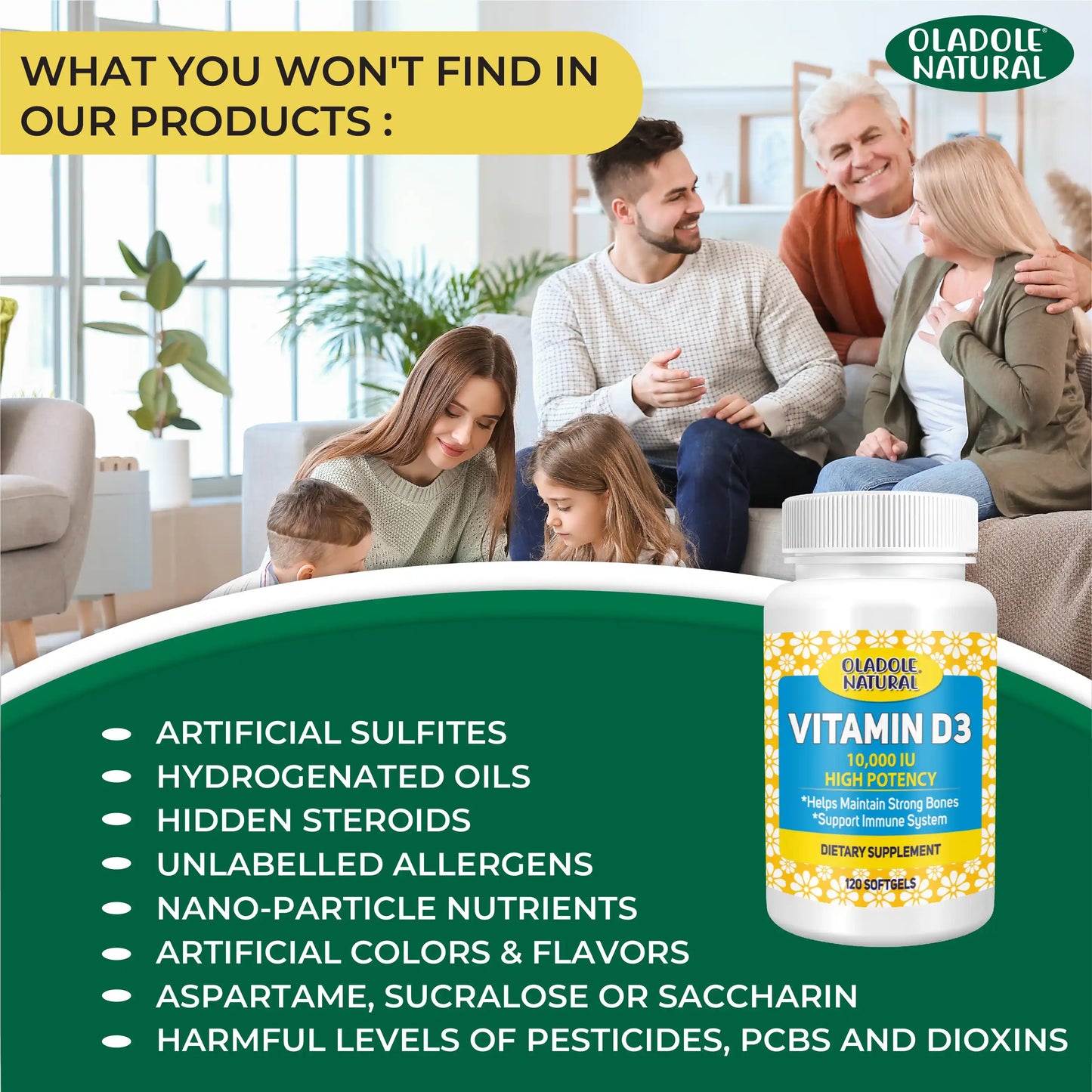 Vitamin D3 High Potency Bone & Immune Support - 120 Softgels