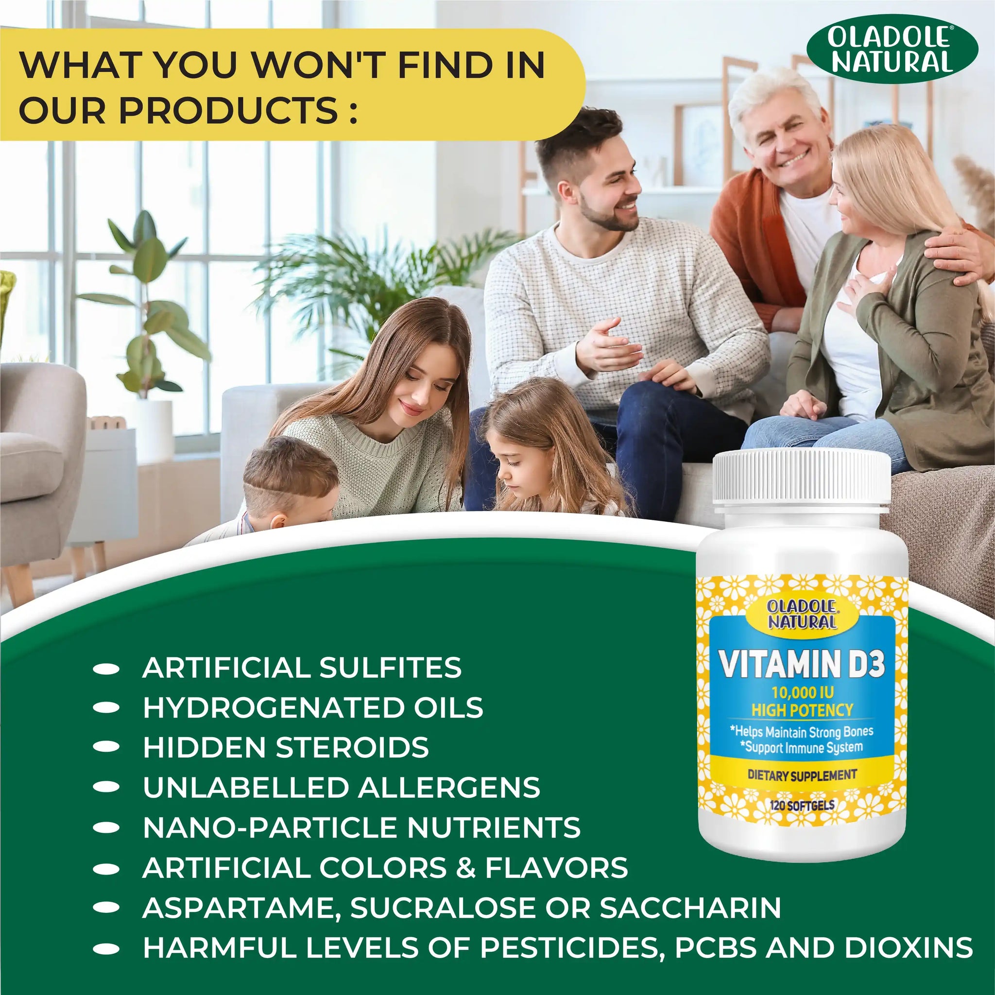 Vitamin D3 High Potency Bone & Immune Support - 120 Softgels