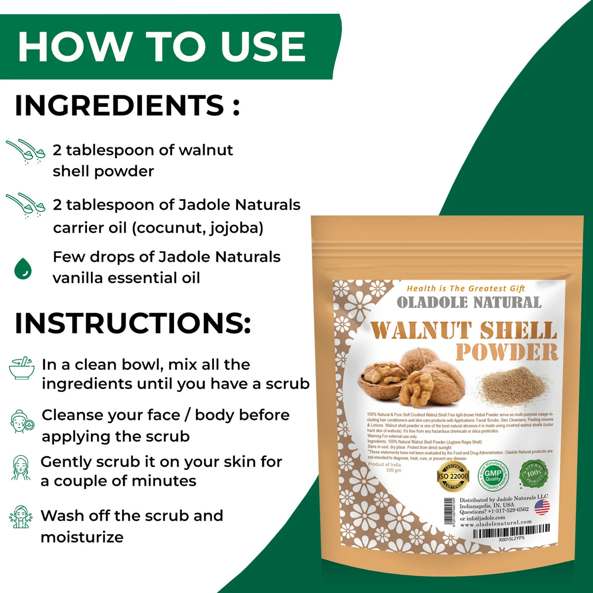 100% Natural Walnut Shell Powder 100 g – Oladole Store