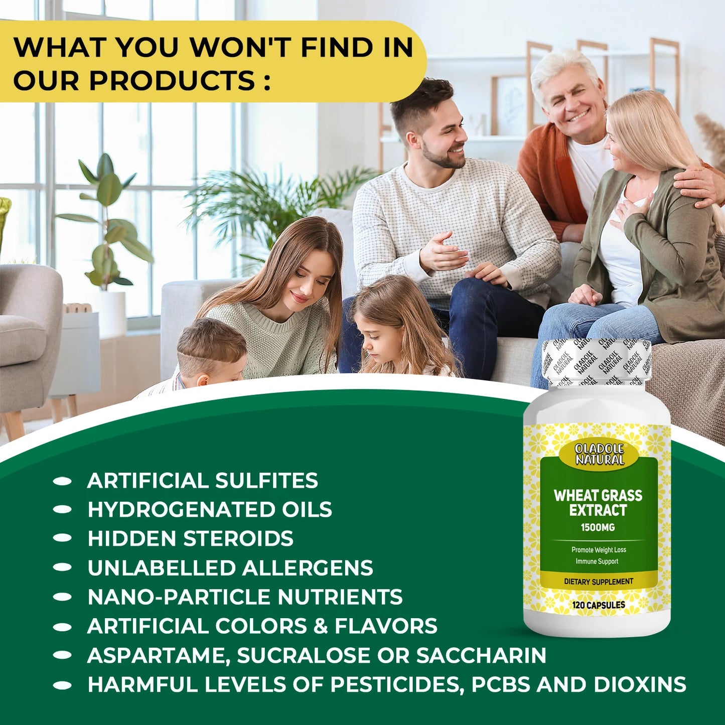 Wheat Grass 1500 mg - 120 Capsules