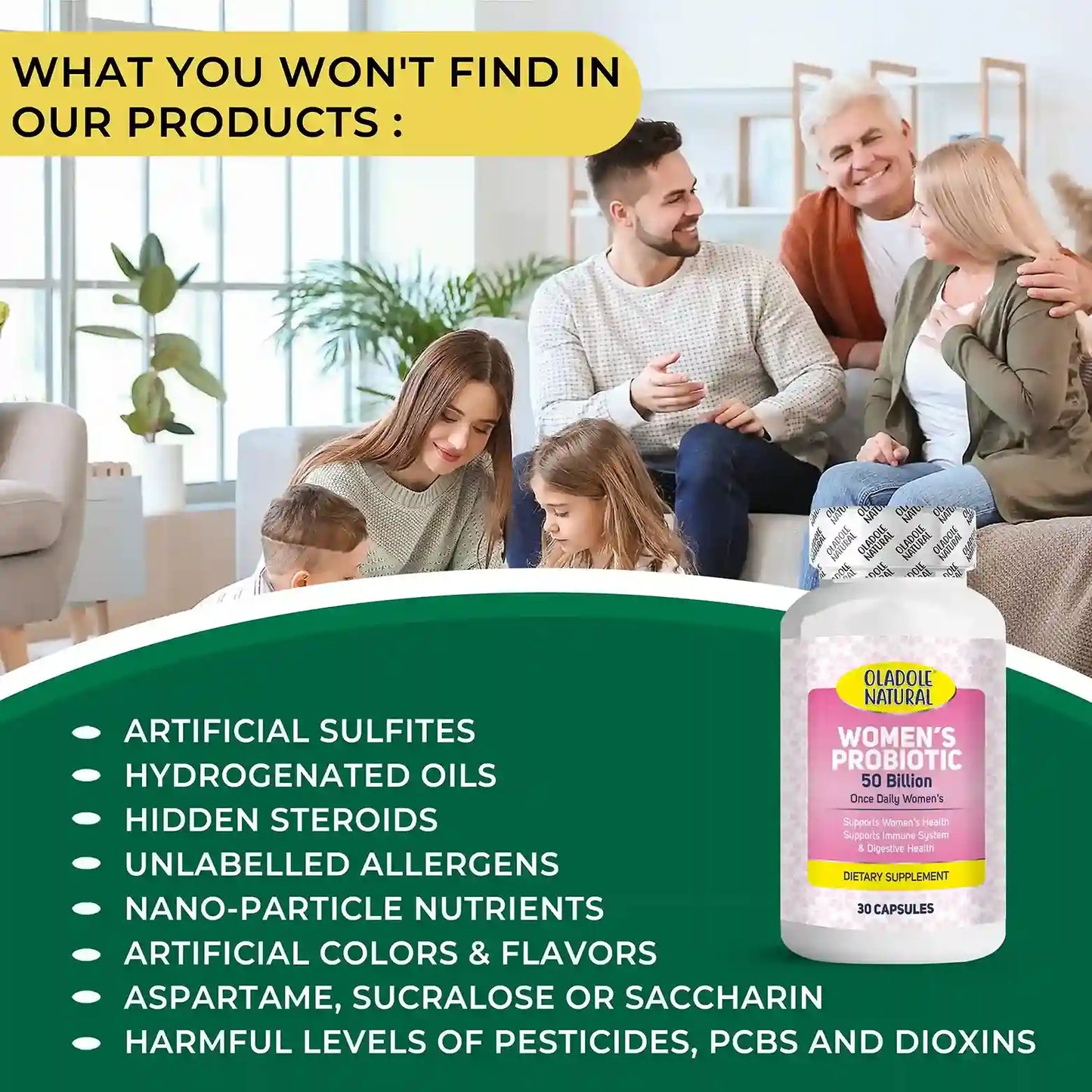 Oladole Natural Women's Probiotic 50 Billion 30 Capsules
