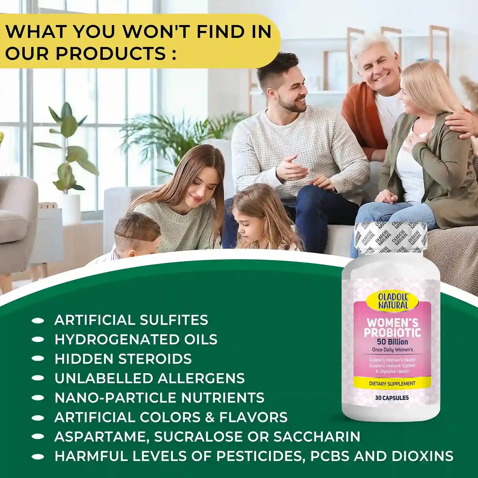 Oladole Natural Women's Probiotic 50 Billion 30 Capsules