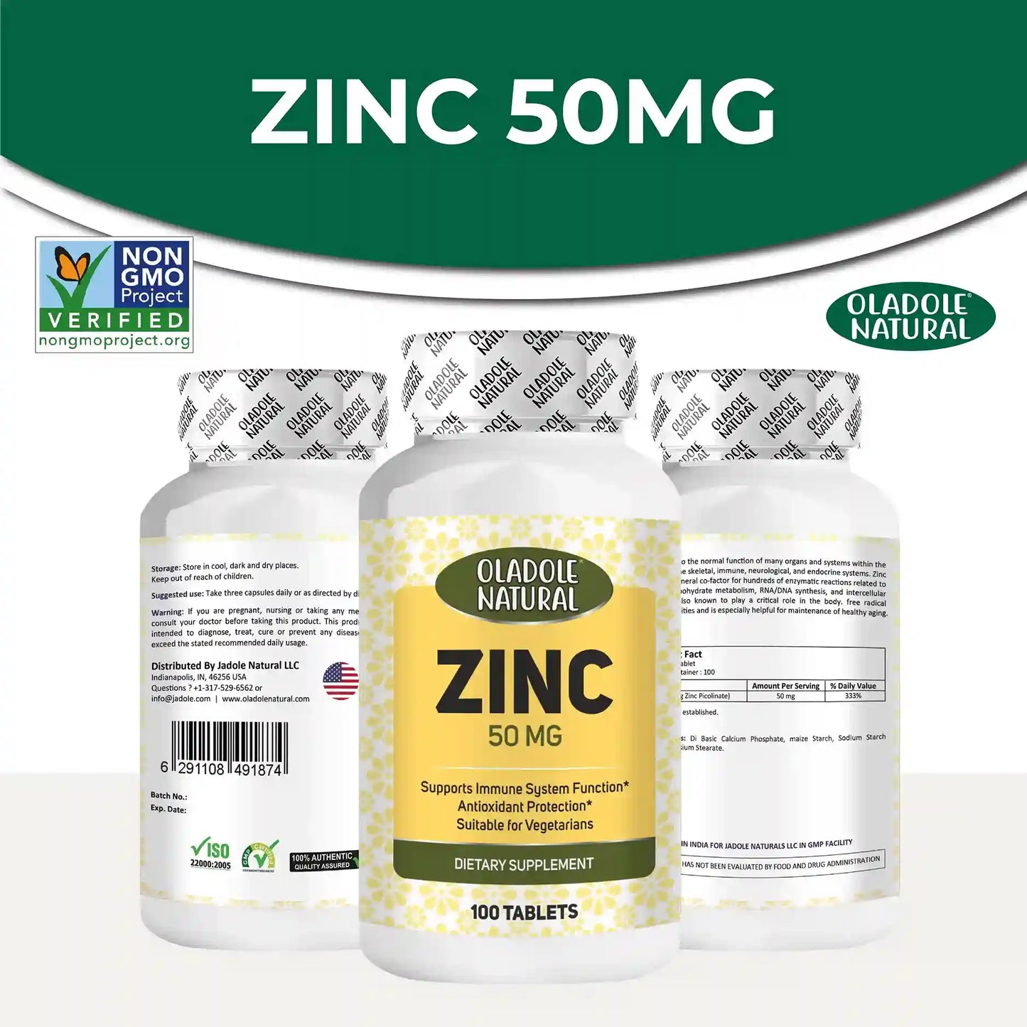 Zinc chelated 50 mg- 100 Tablets
