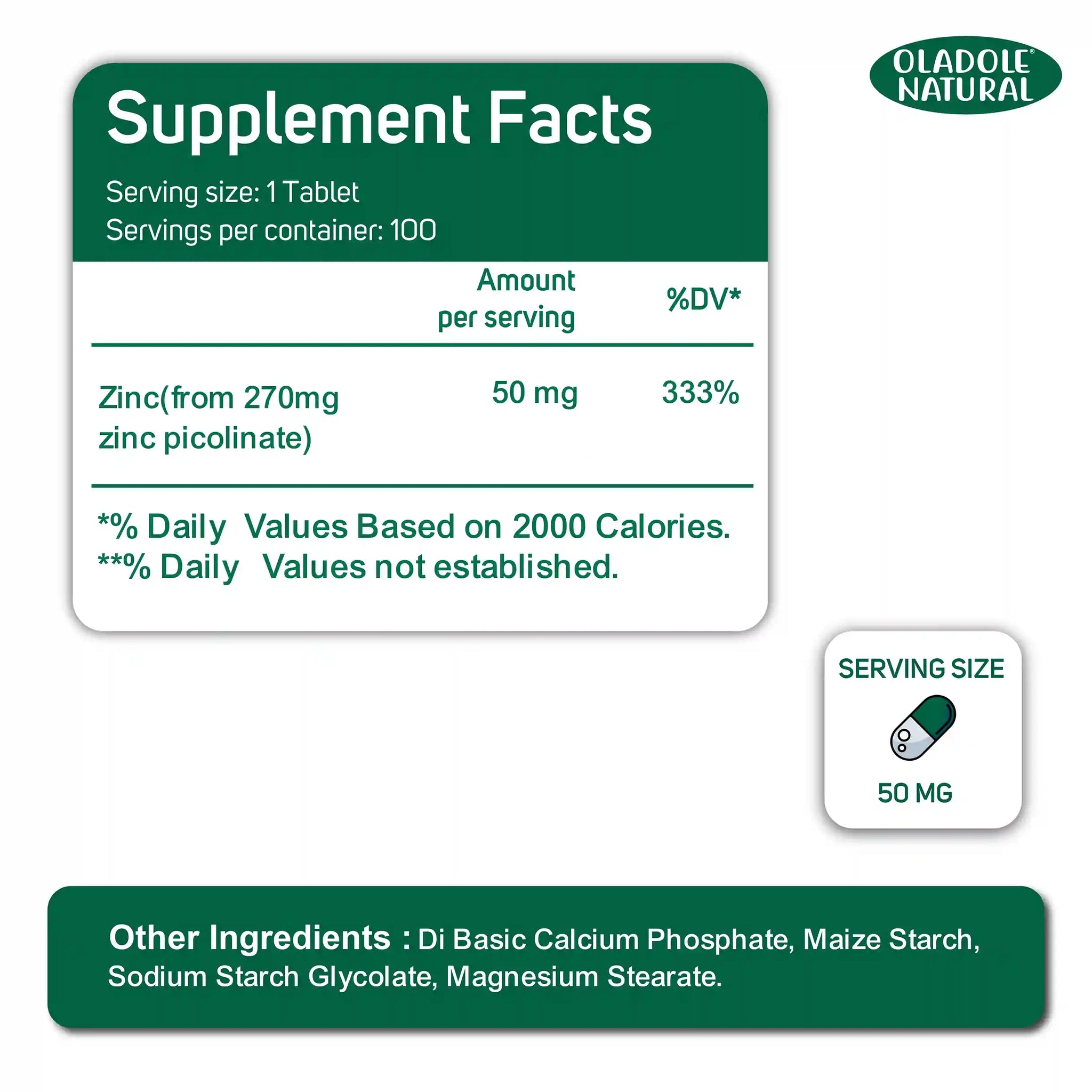 Zinc chelated 50 mg